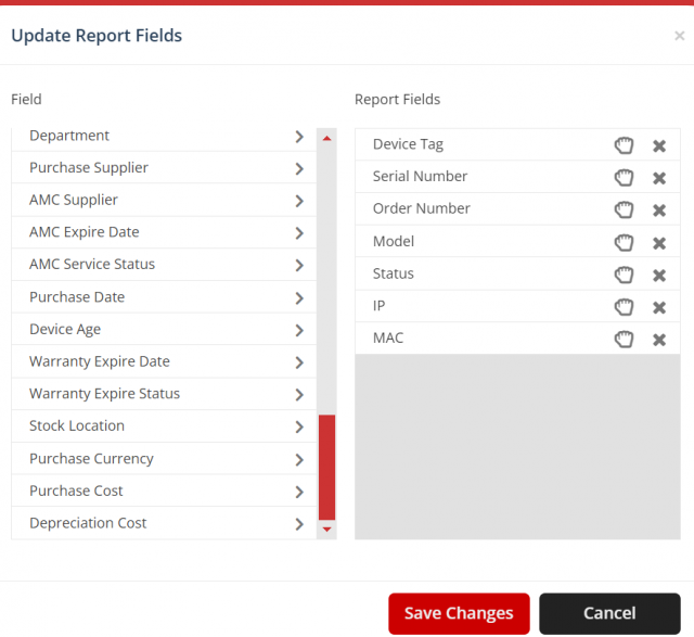 Update Report Fields